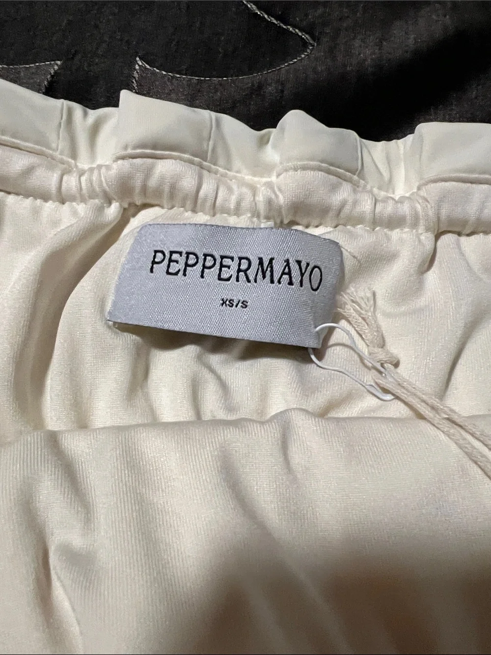 NWT Peppermayo Leighton Strapless Mini Dress Ivory Cream Drawstring Women’s XS/S - Picture 9 of 14
